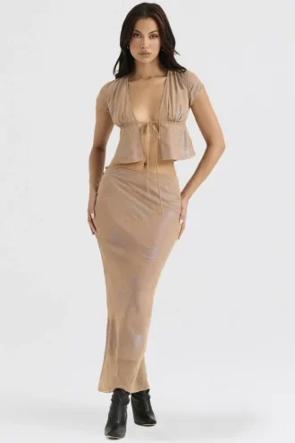 Tops Maia Shimmer Cafe Au Lait con lazo delantero
