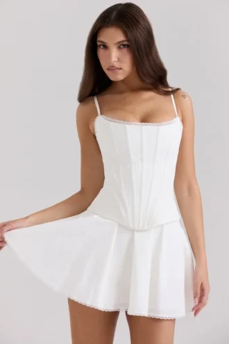 Pantalones Cortos de Pololos Celia de algodón blanco con pantalones bombachos incorporados
