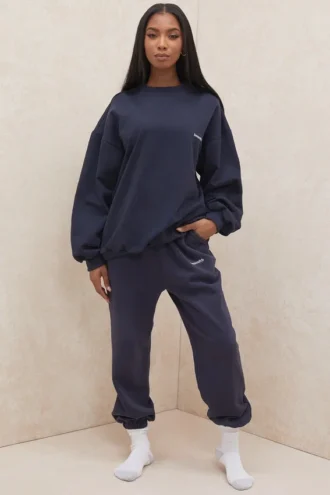 Pantalones de chándal con interior de felpa azul marino
