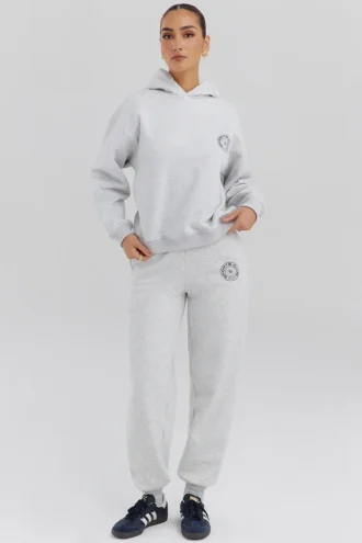 Pantalones de chándal con parte trasera de felpa gris claro jaspeado de Coast
