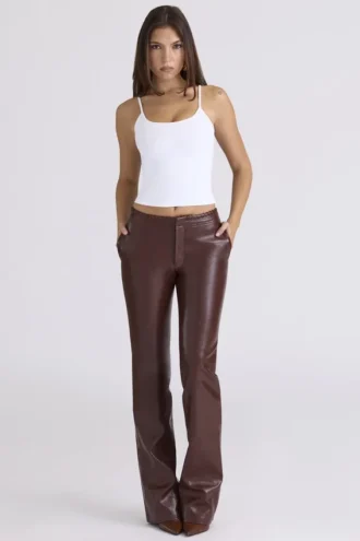 Pantalones de cuero vegano Adara Chocolate