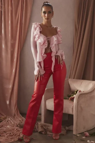 Pantalones de cuero vegano Elenaora Scarlet