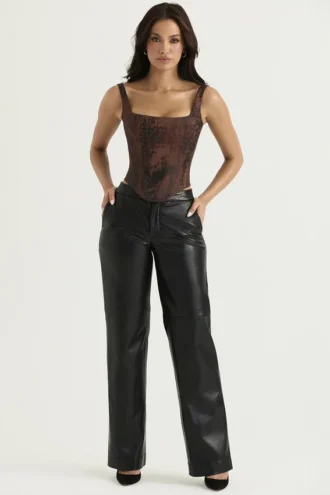 Pantalones de cuero vegano negro «Omaira»