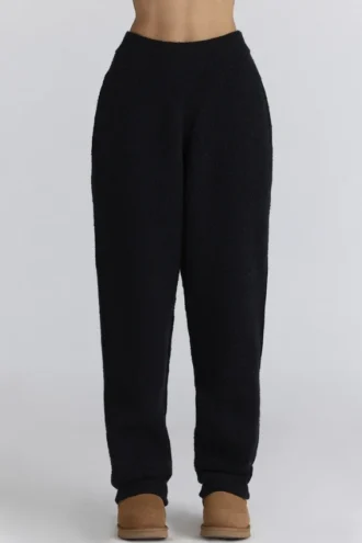 Pantalones de punto bouclé de lana negros de Geena