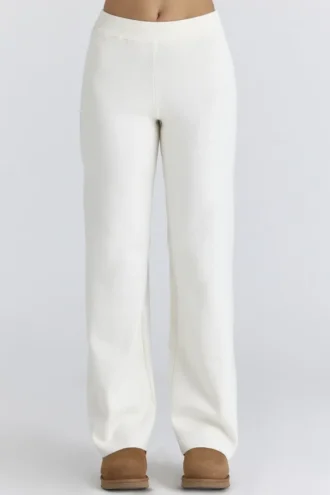 Pantalones de punto de lana merino Andie en color marfil
