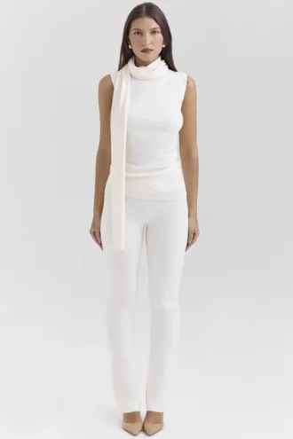 Pantalones pitillo ajustados de cachemira Wren Ivory