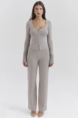 Pantalones rectos de cachemira gris Hunter