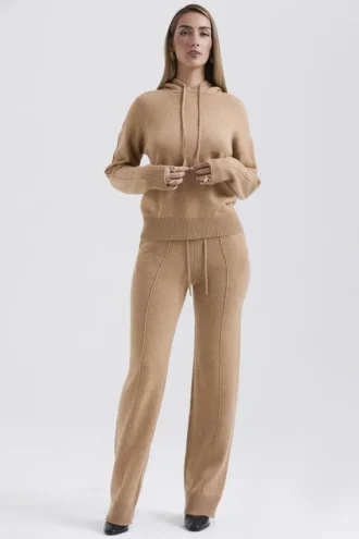 Pantalones Yalina de mezcla de cachemira en color camel