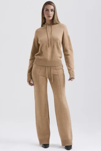 Pantalones Yalina de mezcla de cachemira en color camel