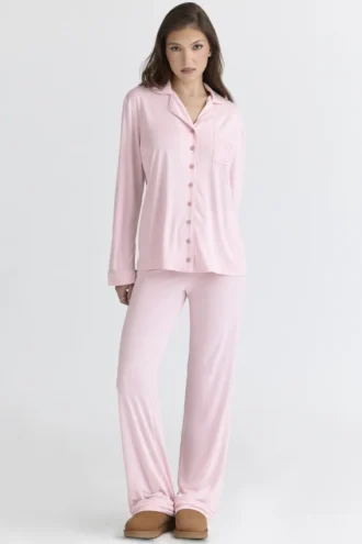 Pijama clásico Conjunto de pijama rosa de modal suave