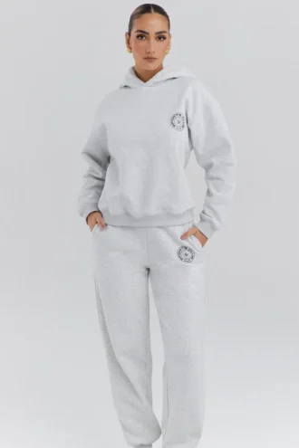 Sudadera con capucha Muse de algodón jaspeado gris claro con forro polar