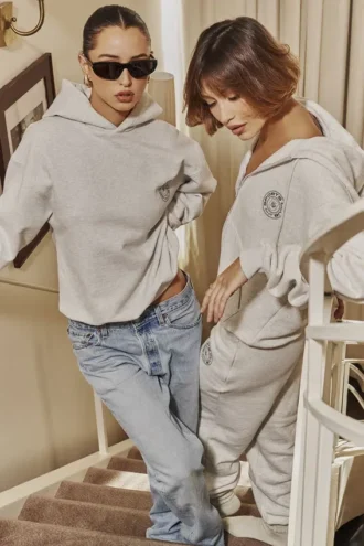 Sudadera con capucha Muse de algodón jaspeado gris claro con forro polar