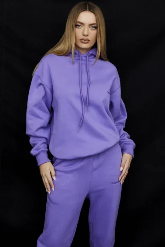 Sudadera con capucha oversize de algodón con forro polar en color púrpura Halo