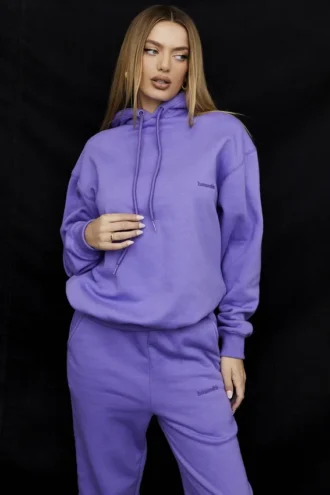 Sudadera con capucha oversize de algodón con forro polar en color púrpura Halo
