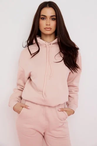 Sudadera con capucha oversize de algodón con forro polar Halo Blush