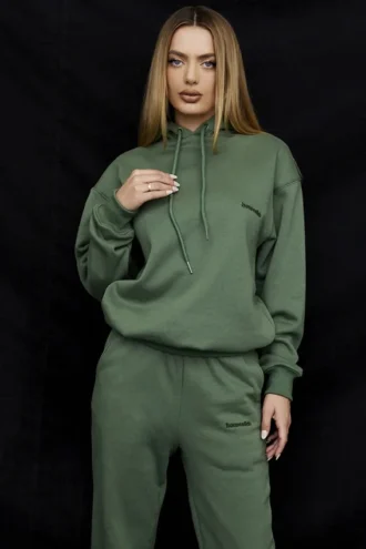 Sudadera con capucha oversize Halo Moss de algodón con forro polar