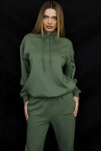 Sudadera con capucha oversize Halo Moss de algodón con forro polar