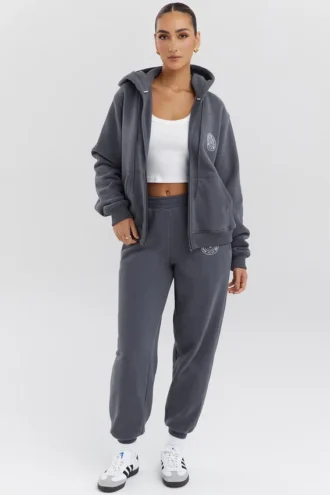 Sudadera con capucha y cremallera completa de algodón con forro polar Mirage Slate