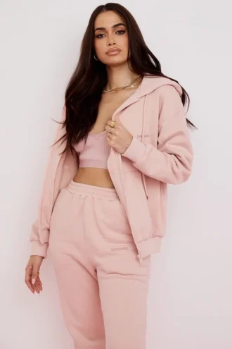 Sudadera con capucha y cremallera completa Storm Blush de algodón con forro polar