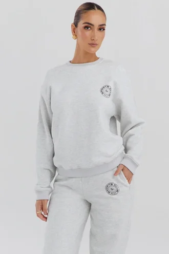 Sudadera de cuello redondo Haze en gris claro jaspeado