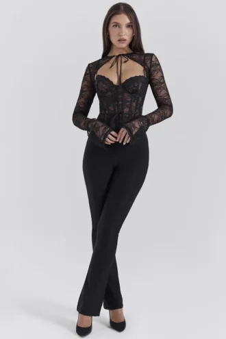 Top corsé de encaje negro «Lisette» con Boleros