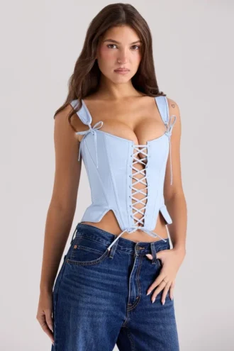 Top corsé reversible de algodón Callie Blue Rose