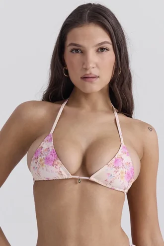 Top de bikini con estampado floral Caribe