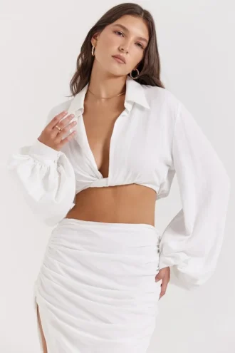 Tops blusón escotado Palmer en blanco