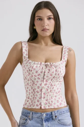 Tops «Chicca» con estampado de capullos de rosa