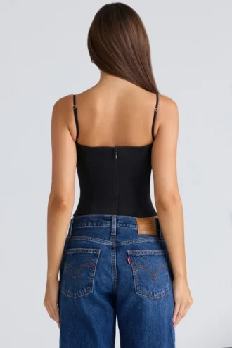 Tops corsés avec copes de sarga elastique noire Samaria
