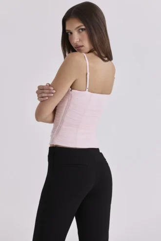 Tops corsés de malla rosa Lini