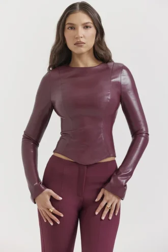 Tops de cuero vegano Mylah Wine