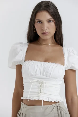 Tops fruncidos blancos «Samaya»
