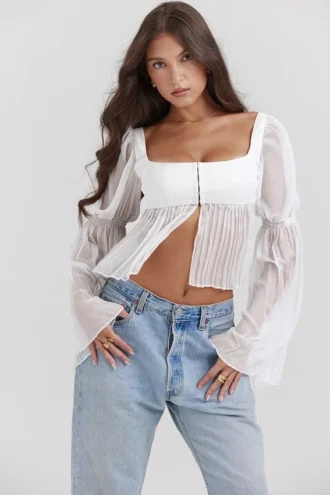 Tops plisados blancos «Lucie»