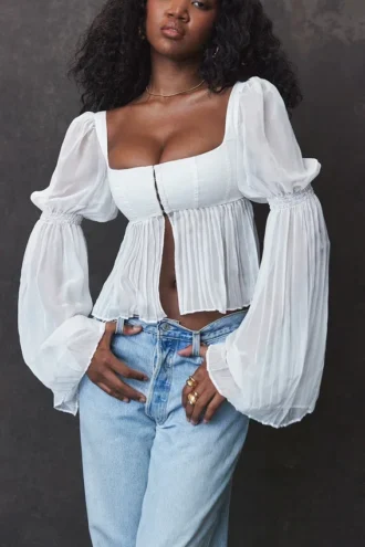 Tops plisados blancos «Lucie»