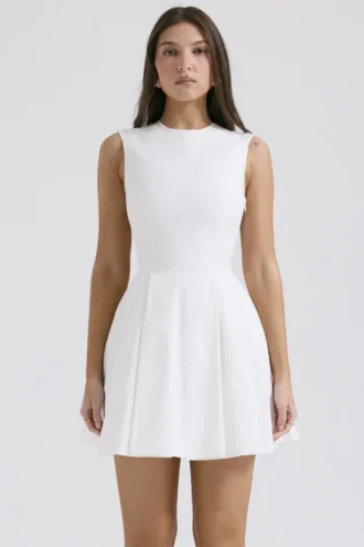 Vestido blanco de algodón plisado «Claretta»