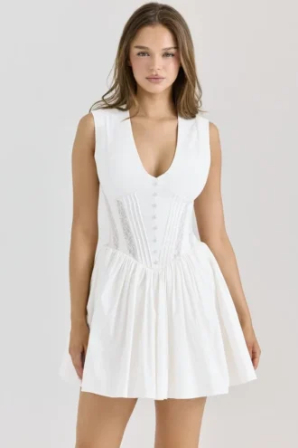 Vestido «Carmel» de algodón elástico blanco