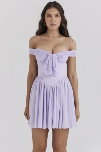 Vestido con hombros descubiertos Soleil Orchid