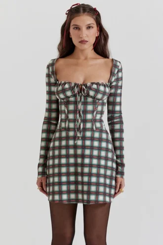 Vestido corsé de tartán rojo Malika