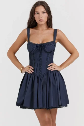 Vestido corsé «Pietra» en azul marino francés