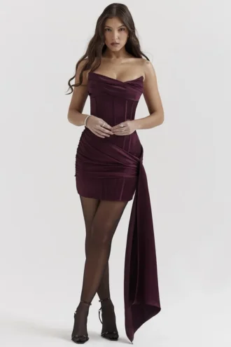 Vestido corsé sin tirantes Loubella Mulberry