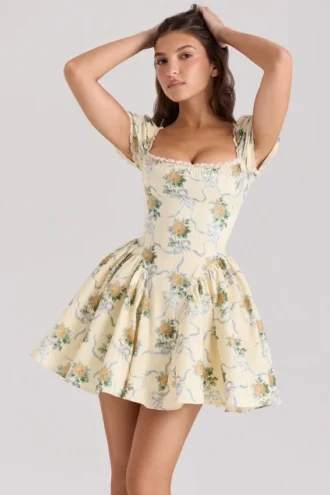 Vestido de algodón con estampado de rosas y limones «Rosie»