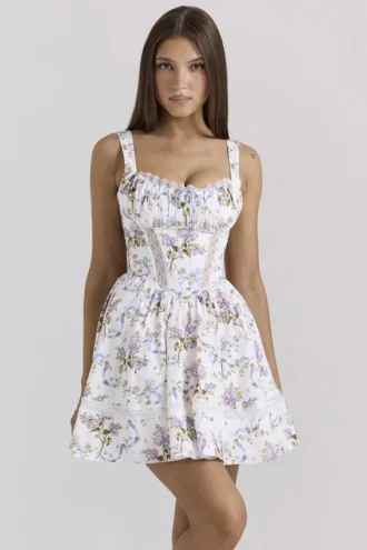 Vestido de algodón con estampado floral de cintas de Kimmie White