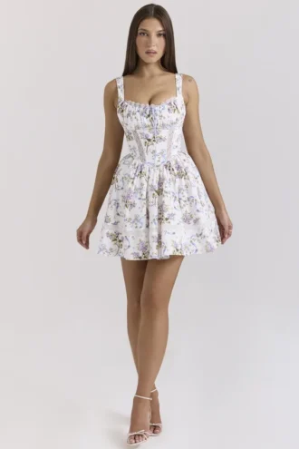 Vestido de algodón con estampado floral de cintas de Kimmie White