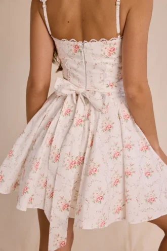 Vestido de algodón elástico con estampado de rosas Sade