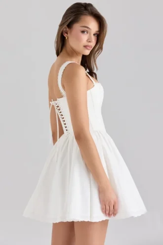 Vestido de corsé de algodón elástico blanco «Ami»