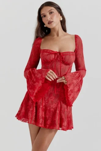 Vestido de corsé de encaje Analissa Scarlet