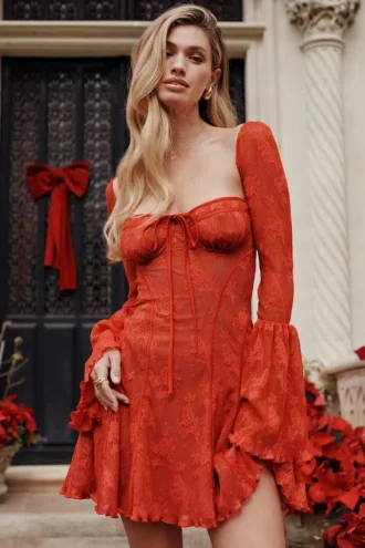 Vestido de corsé de encaje Analissa Scarlet