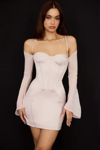 Vestido de corsé de satén con cristales «Isra»