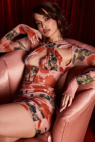 Vestido de corsés con estampado de rosas «Adanna»